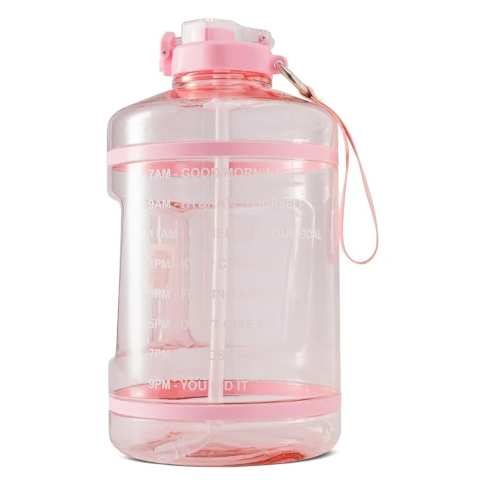 Pink Large Water Bottle with Motivational Time Markings